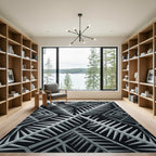 Monochromatic Fern Geometric Arrangement Rug