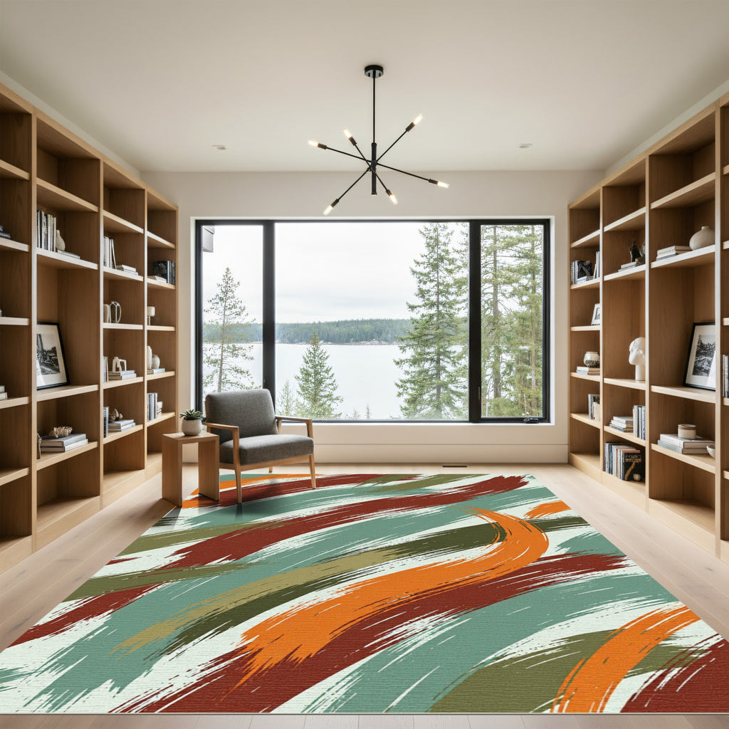 Earthy Orange Brush Stroke Appeal Rug