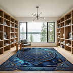 Celestial Sapphire Ornate Geometric Mandala Rug