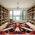Radiant Red Poppy Bursting Fireworks Rug