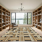 Modern Neutral Woven Bamboo Basketry Rug