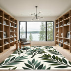 Green Leafy Branches Repeating Pattern Rug