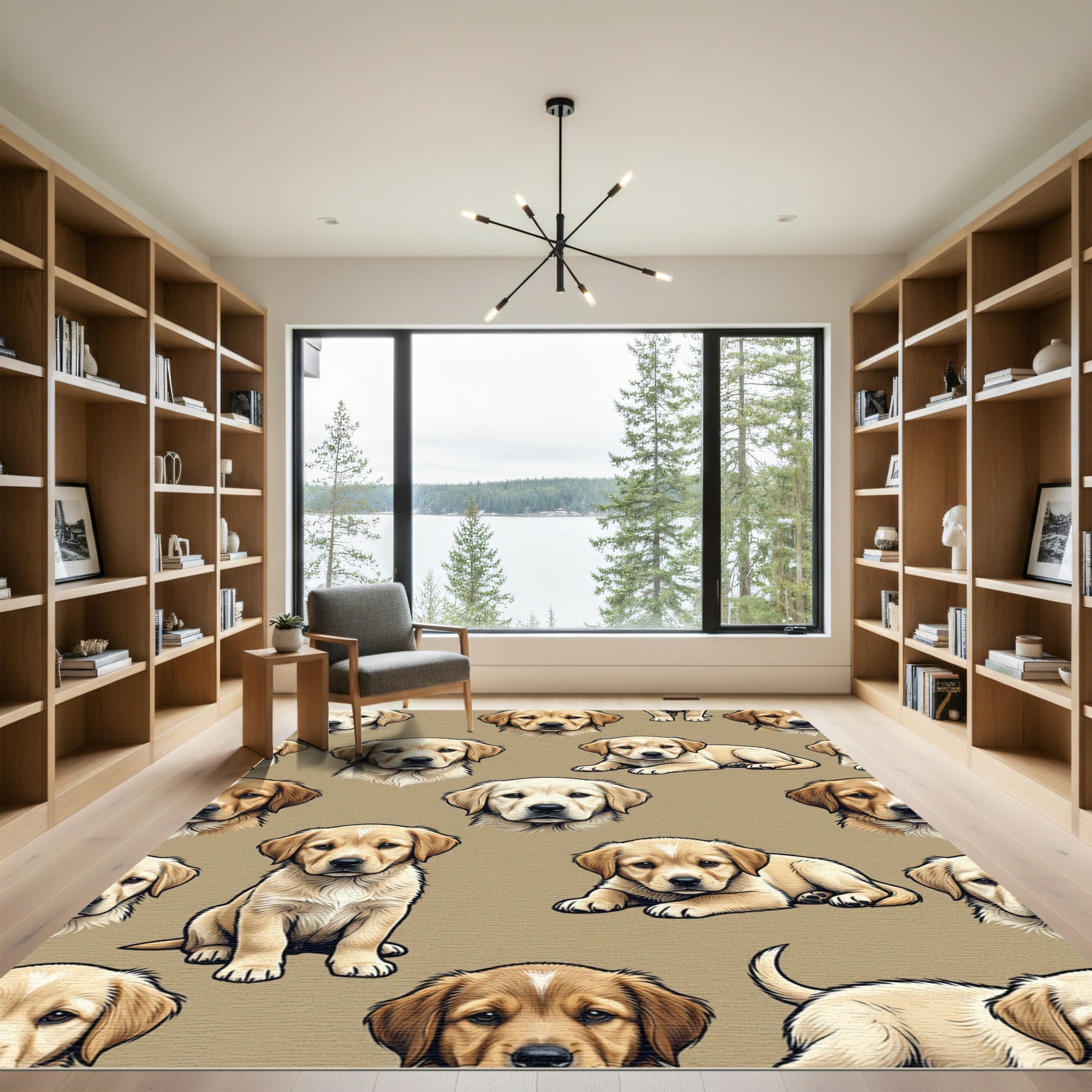 Adorable Golden Retriever Puppy Cream Rug