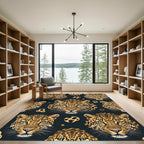 Leopard Print Animal Face Composition Rug