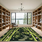 Serene Bamboo Cherry Blossom Garden Path Rug