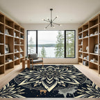 Monochrome Floral Mandala Medallion Rug