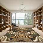 Elegant Golden Fan Arrangement Rug