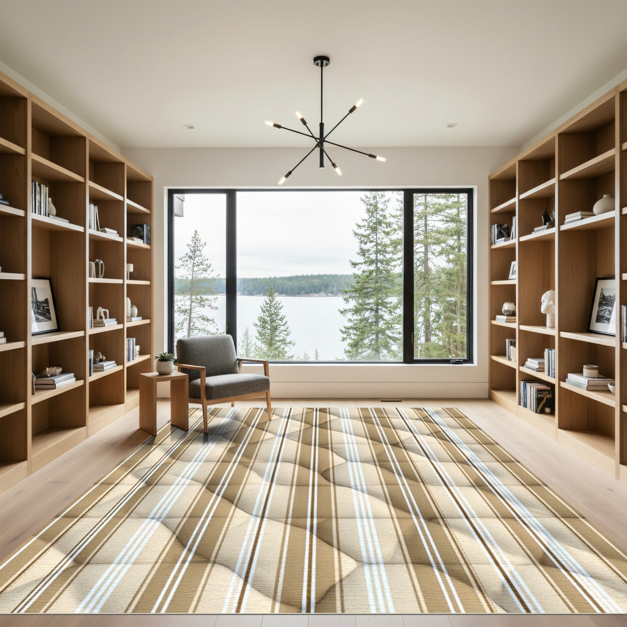 Seaside Tan Pinstripe Quilted Rug