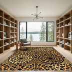 Golden Leopard Medallion Flora Rug