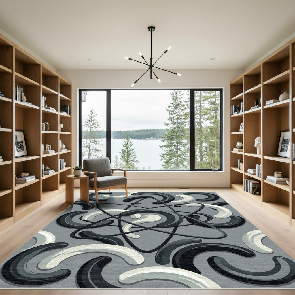 Monochromatic Atom Orbit Swirl Rug