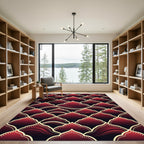 Rich Crimson Scalloped Arch Rug