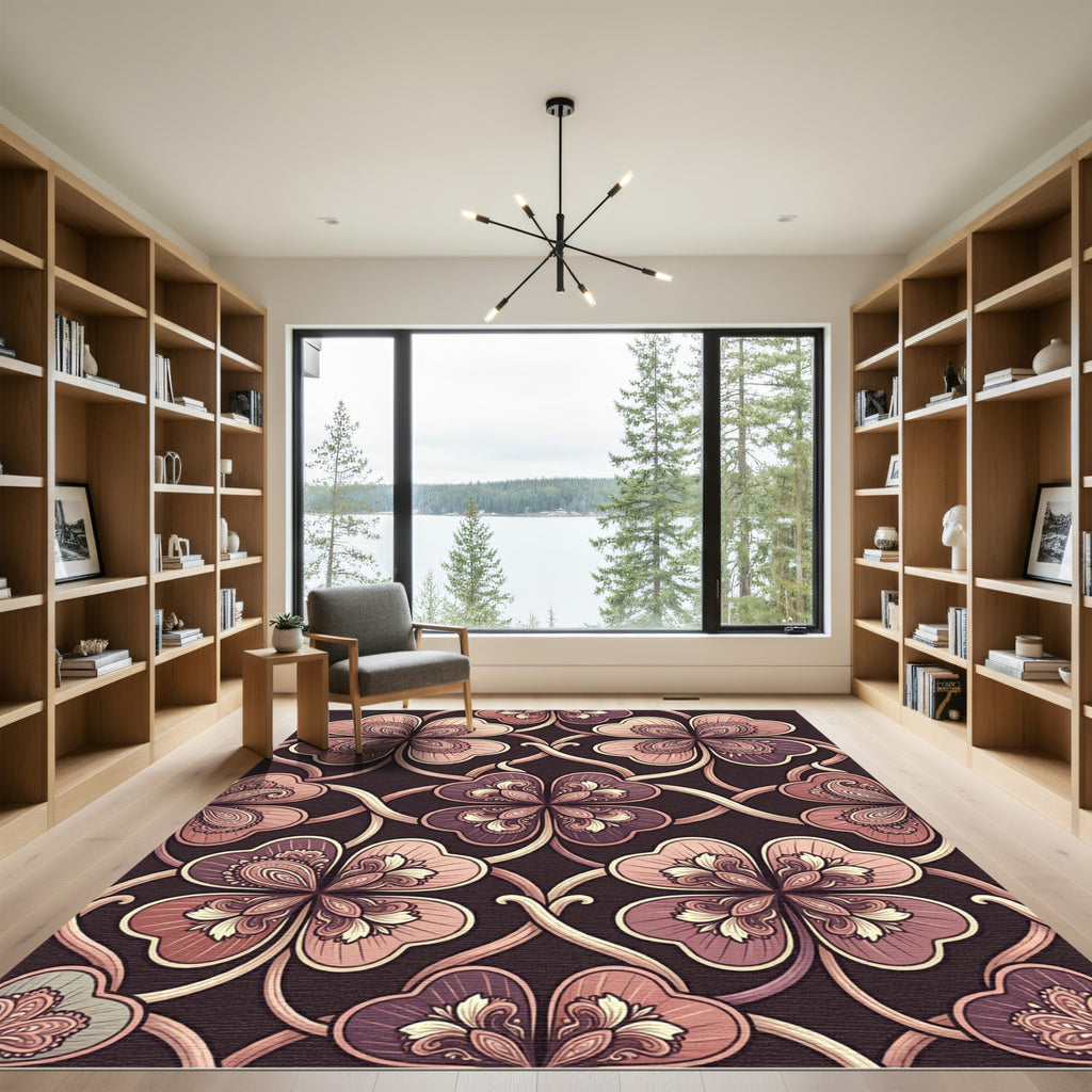 Rosy Pink Clover Medallion Tapestry Rug
