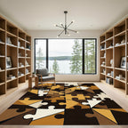 Abstract Geometric Jigsaw Earth Tone Rug