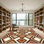 Midcentury Modern Terracotta Geometric Diamond Rug