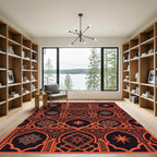 Vibrant Orange Archway Floral Lattice Rug