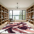 Abstract Wine and Rose Brushstroke Rug