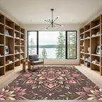 Vintage Pink Floral Mandala Rug