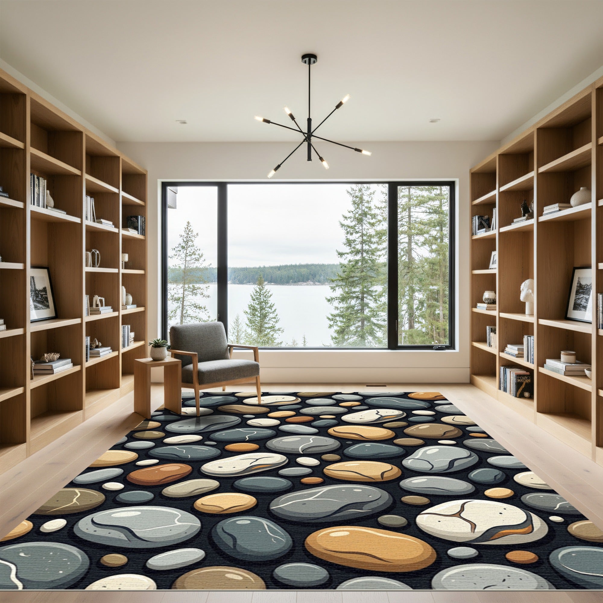 Natural Smooth Stone Assemblage Rug