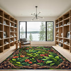 Lush Tropical Foliage Ornate Botanical Frame Rug
