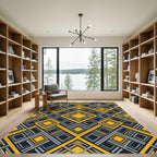 Bold Yellow Gray Geometric Diamond Rug