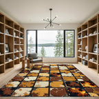 Distressed Earth Tone Geometric Stone Tile Rug
