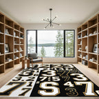 Gold and Black Varsity Number Collage Rug