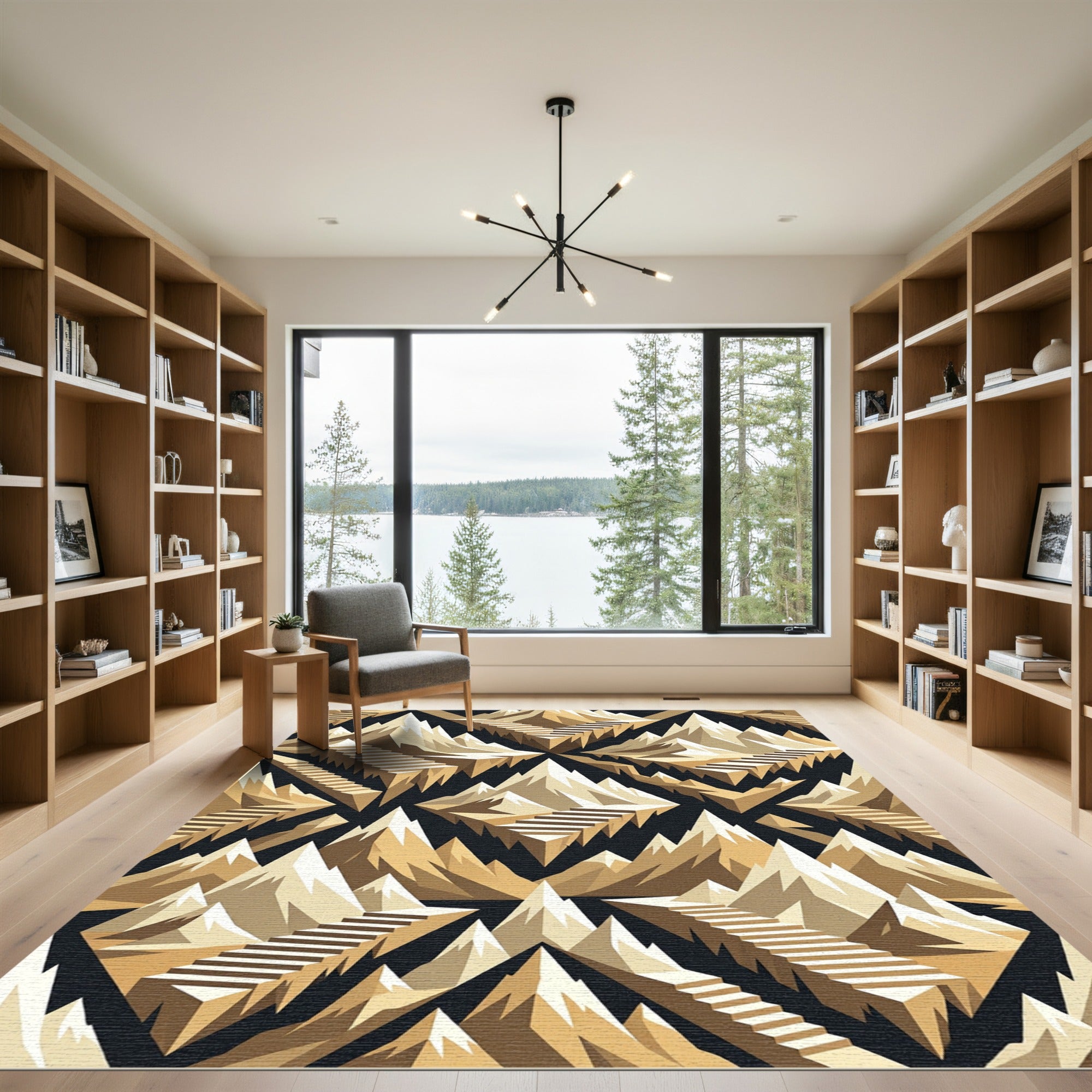 Golden Mountain Staircase Landscape Rug