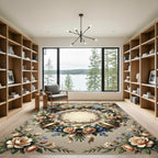 Floral Wreath with Ribbon And Lilies Rug