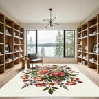 Elegant Soft Pink Garden Floral Bouquet Rug