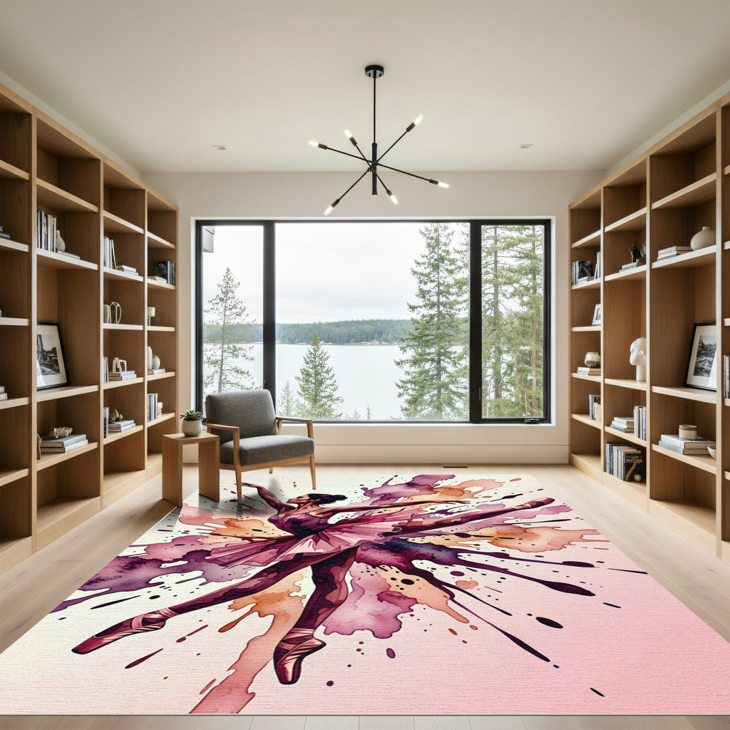 Elegant Dancer Watercolor Splash Rug