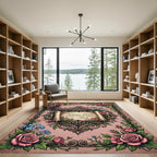 Vintage Rose Floral Scroll Ornament Rug