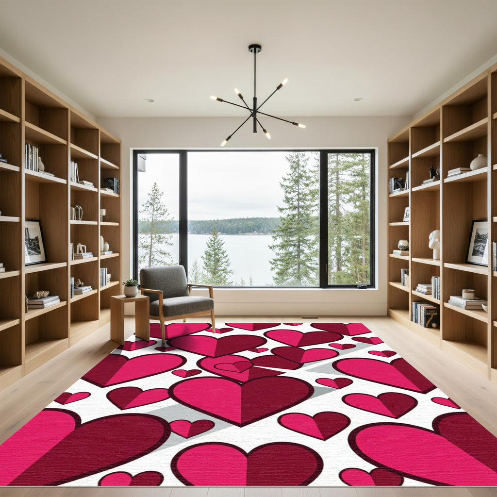 Crimson Pink Heart Collage Rug