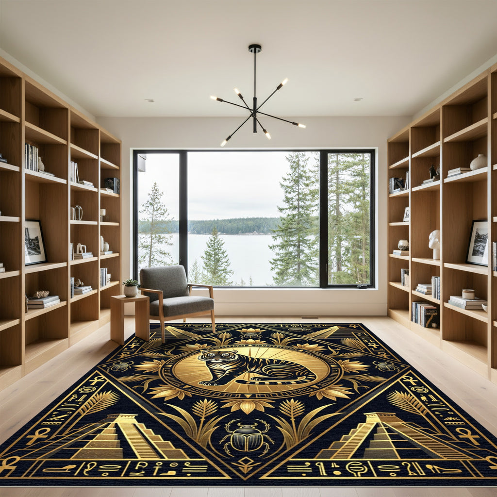 Golden Tiger Egyptian Pyramid Scarab Rug