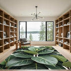 Vibrant Green Leafy Botanical Pattern Rug