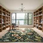 Vintage Earthy Floral Meadow Illustration Rug