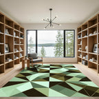 Geometric Sage And Earth Tone Mosaic Rug
