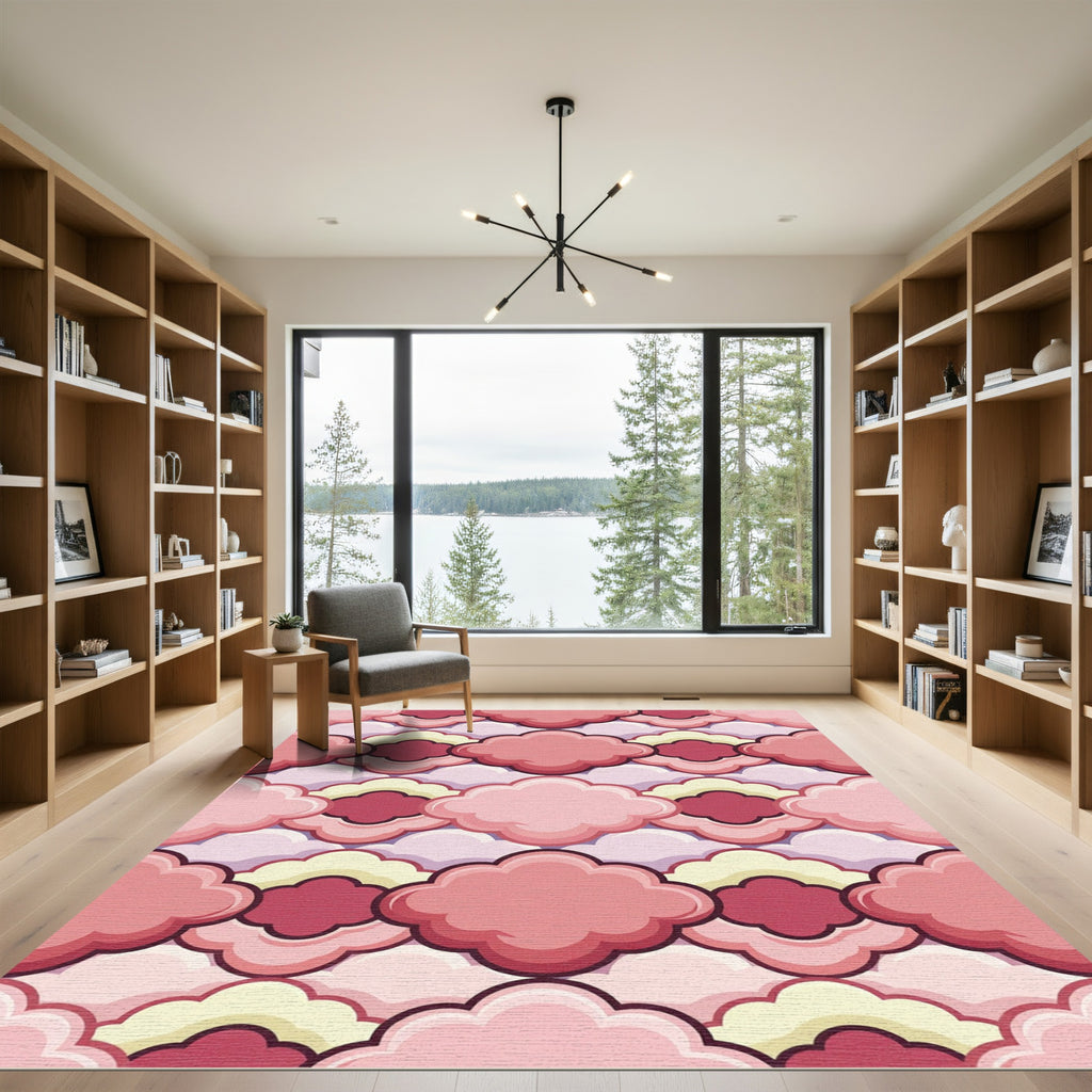 Soft Pink Cloud Repeating Geometric Rug
