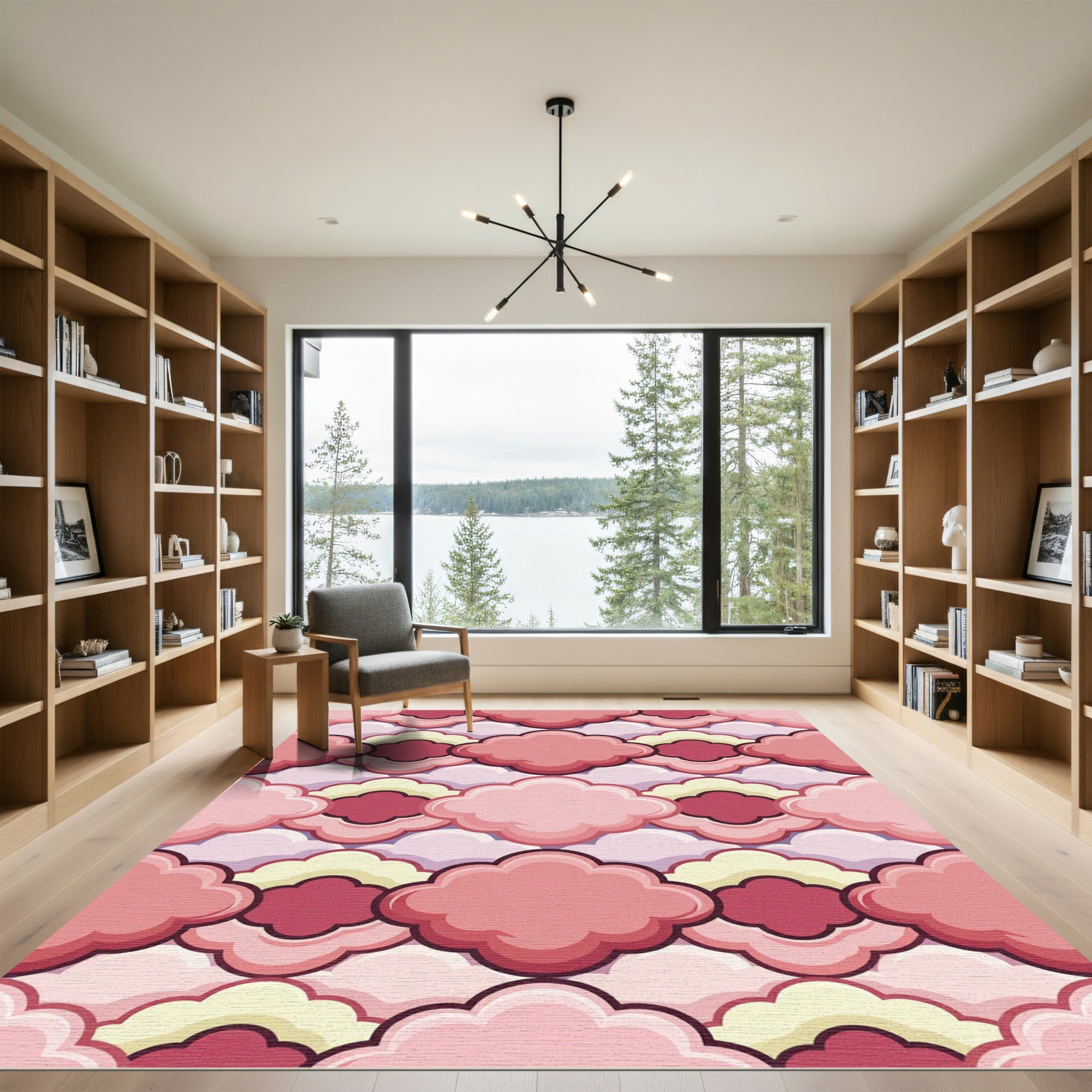 Soft Pink Cloud Repeating Geometric Rug