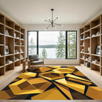 Geometric Golden Hexagon Abstract Art Rug