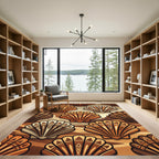Earthy Shell Medallion Composition Rug
