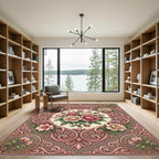 Rose Garland Floral Medallion Arrangement Rug