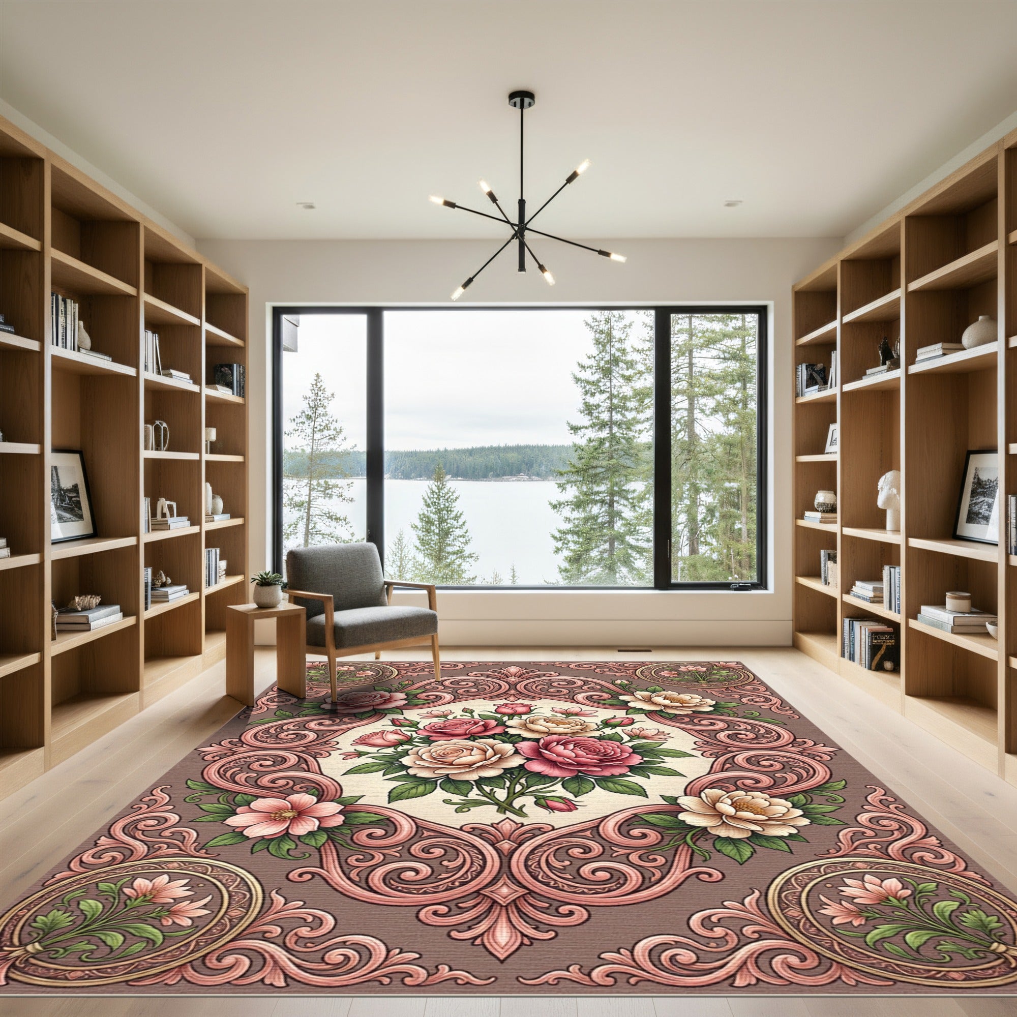 Rose Garland Floral Medallion Arrangement Rug