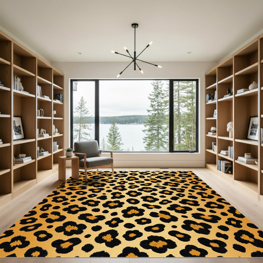 Classic Gold Leopard Animal Spot Rug
