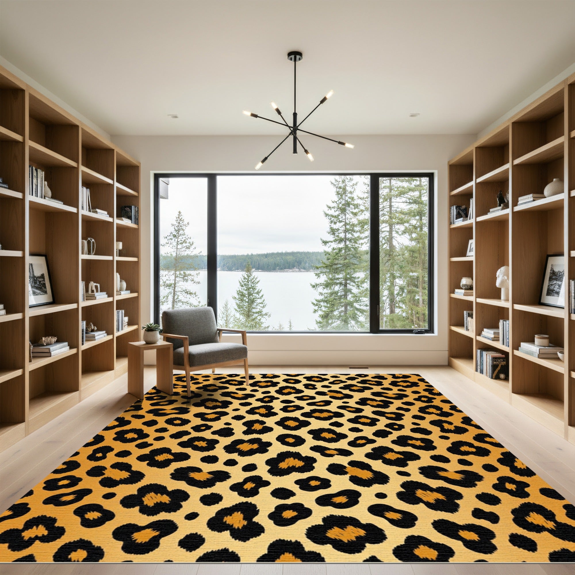 Classic Gold Leopard Animal Spot Rug