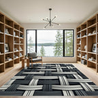 Monochromatic Interwoven Geometric Woven Rug