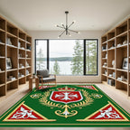 Emerald Green Royal Crest Medallion Rug