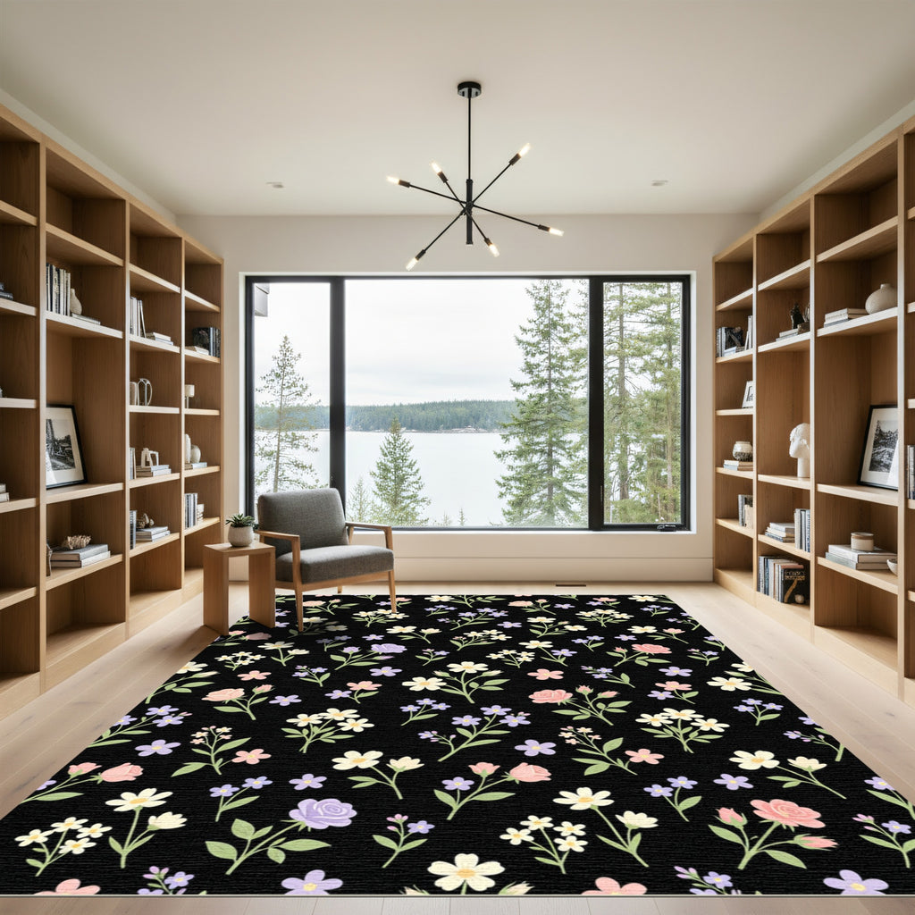 Pink Purple White Floral Sprigs Rug