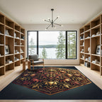 Elegant Gold and Crimson Hexagonal Floral Rug