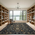 Elegant Gold Floral Trellis Damask Rug