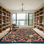 Coral Rose Trellis Scrollwork Rug